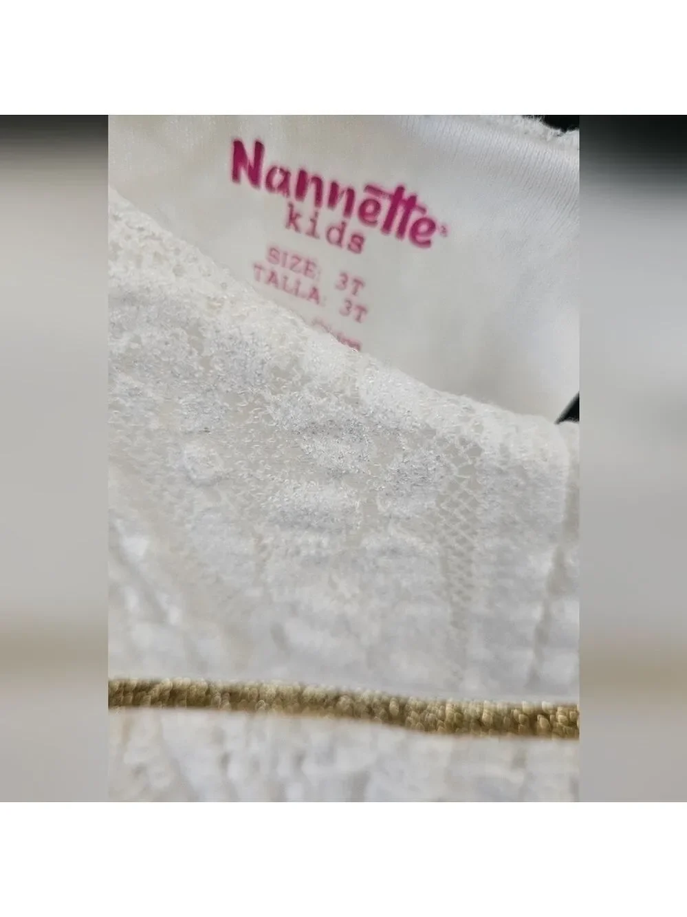 NANNETTE KIDS 3T WHITE LACE & RUFFLE LINED DRESS WITH POPS OF COLOR!